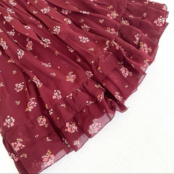 JOIE Arleth Cold Shoulder Floral Silk Dress In Deep Verbena - Picture 7 of 11